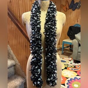 Black and White Fabric Textured Scarf